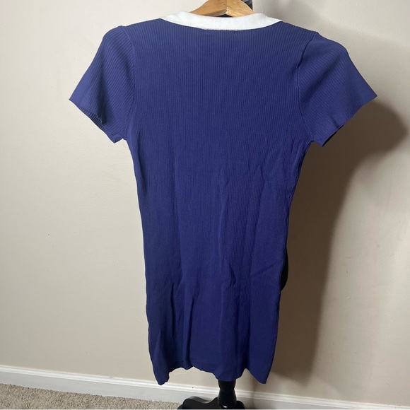 Forever 21 Women’s Navy Blue Ribbed Knit Mini Polo Mini Dress Sz L NWT - Picture 8 of 8
